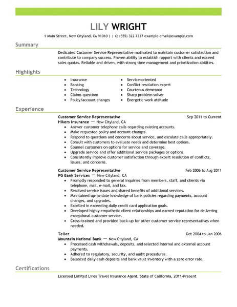 customer service resume examples 2022